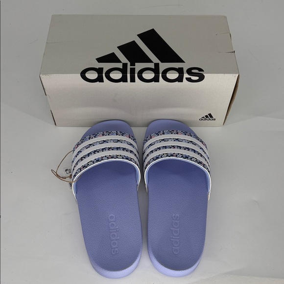 Adidas Adilette Shower K Slides Floral Purple Kids Size 2 | IH2720 w/ Box NWT - Picture 6 of 7